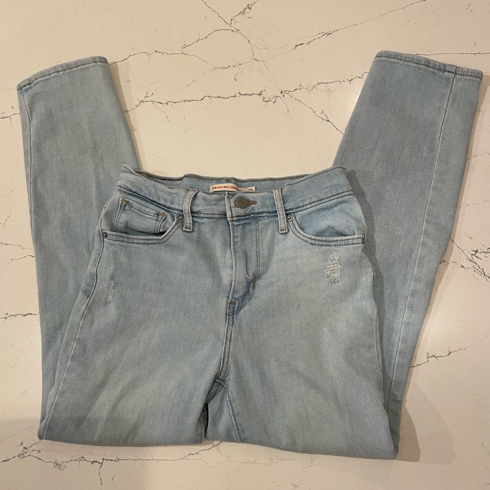 Levi high rise straight crop jeans size 25